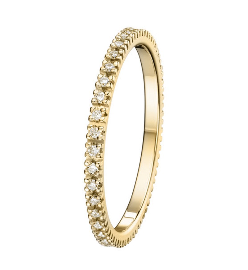 Alliance de mariage pour femme en or jaune 0.20 carats | Sertie de diamants